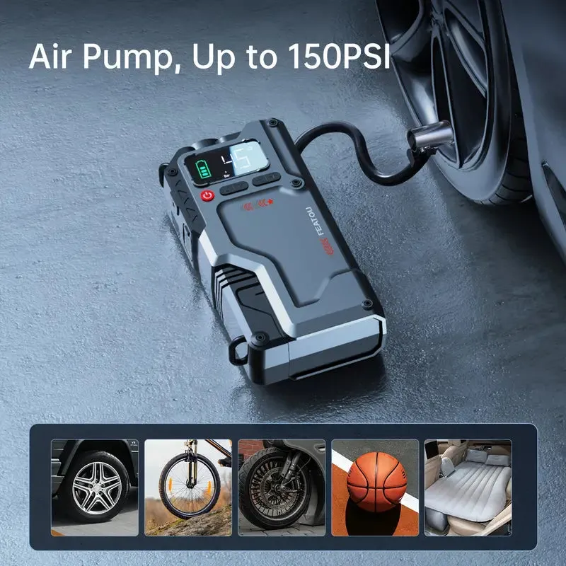 10000MA Peak 5-in-1 Multi-Function Jump Starter - Jump Starters with Air Compressor