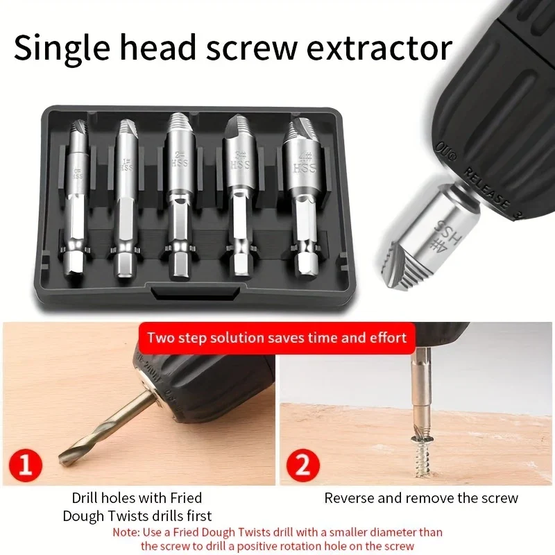 Set of 5 damaged screw out drills