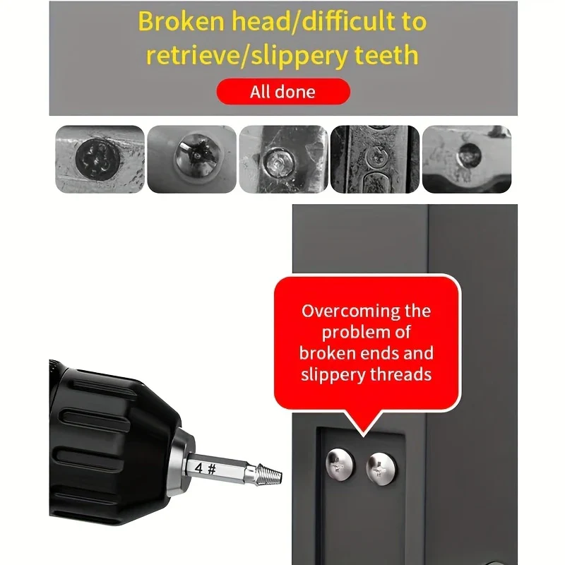 Set of 5 damaged screw out drills