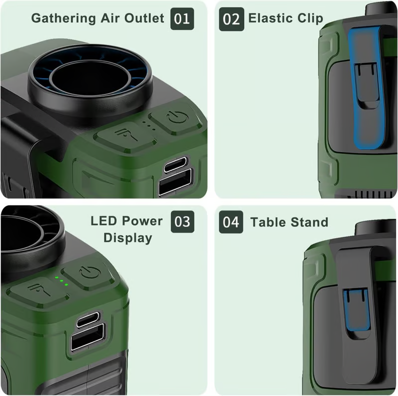 ❄️ Upgrade Rechargeable Waist Clip Fan 🌬️