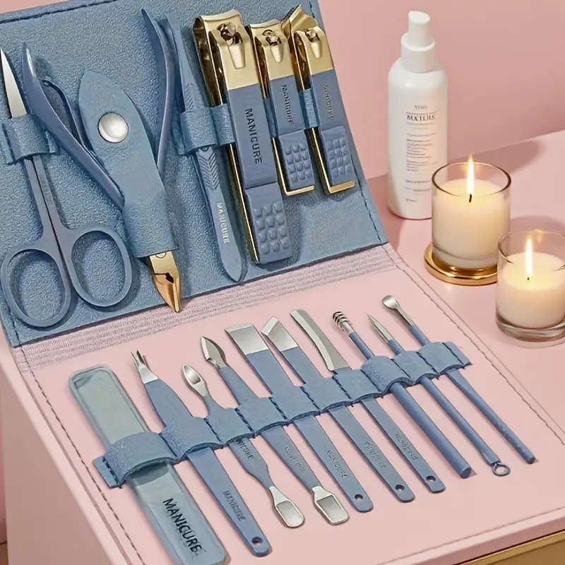 pedicure kit - Modern style nail clipper kit with straight edge nail file, ear pick, scissor