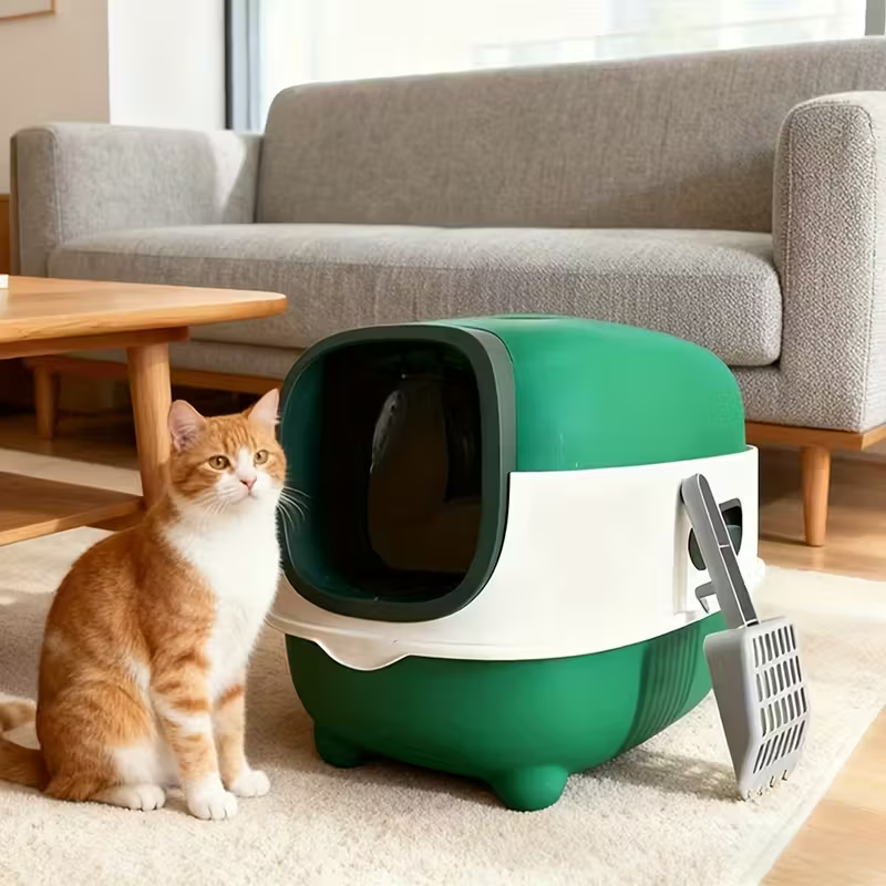 🐾 Large Fully Enclosed Cat Litter Box – Clean, Comfortable & Convenient! 😺