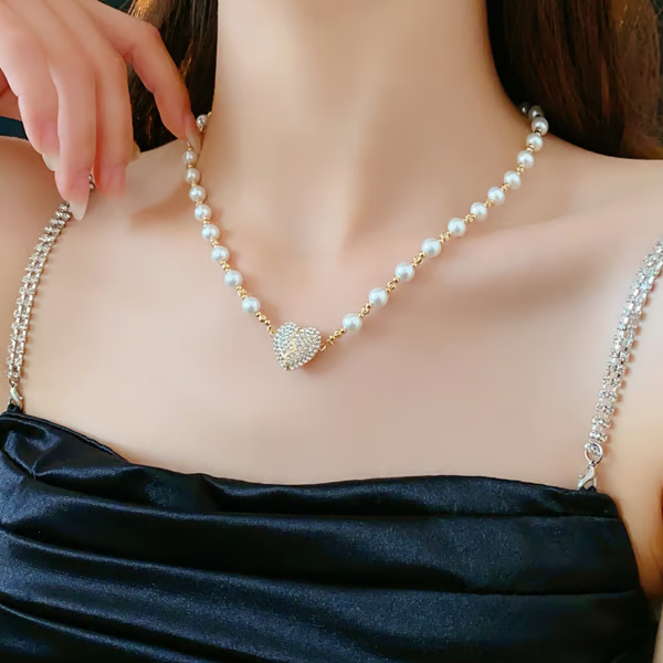 नयाँ चुम्बकीय पर्ल हार्ट नेकलेस