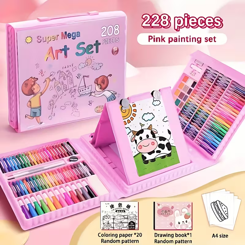 🎨 208PCS Deluxe Kids Art Supplies Set – Creativity All-in-One! 🎨