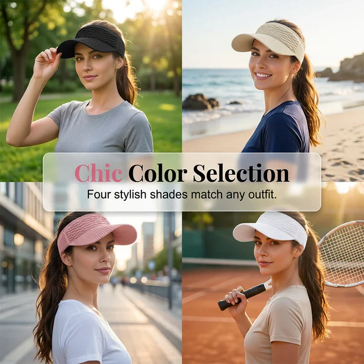 🕶️🌊🍹Chic Knit Sun Visor Hat – Lightweight & Airy, Adds a Sporty Touch to Any Outfit