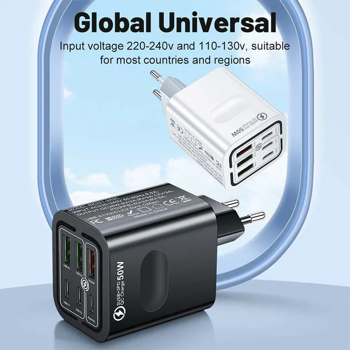 🎉 50W 6-Port USB C Wall Charger