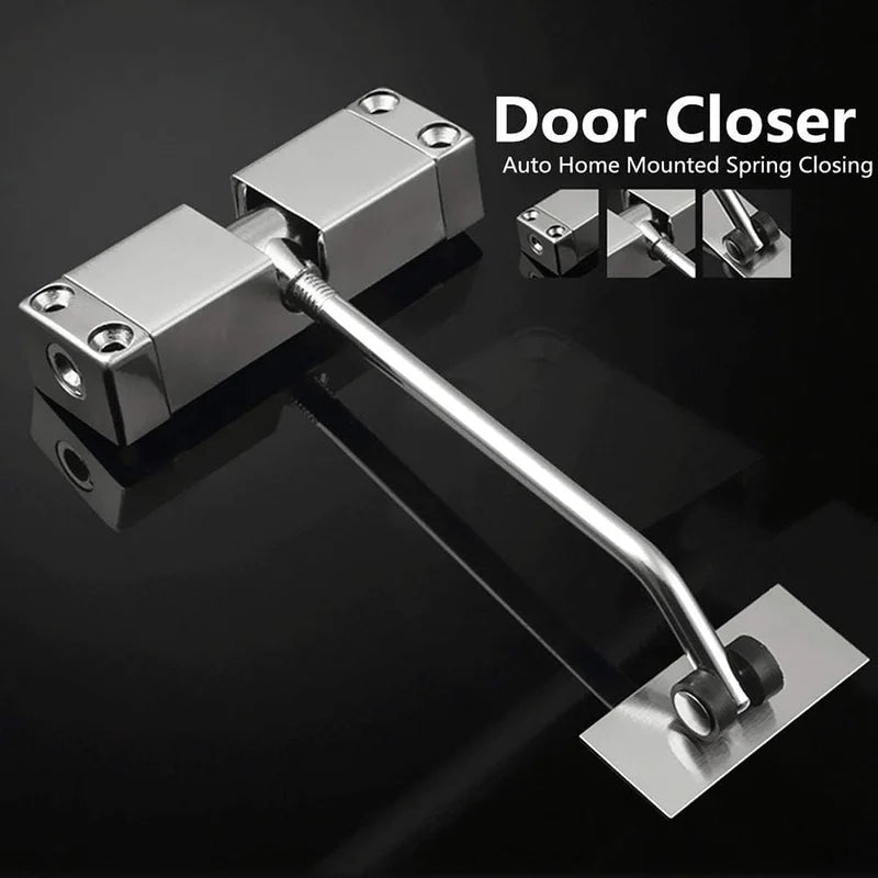 🚪 Silent Spring-Loaded Door Closer - Stainless Steel Adjustable Automatic Door Closer