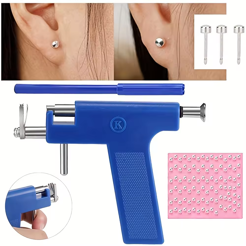 Painless Safety Ear Piercing Gun Set Ear Nose Navel Body Piercing Gun Kit