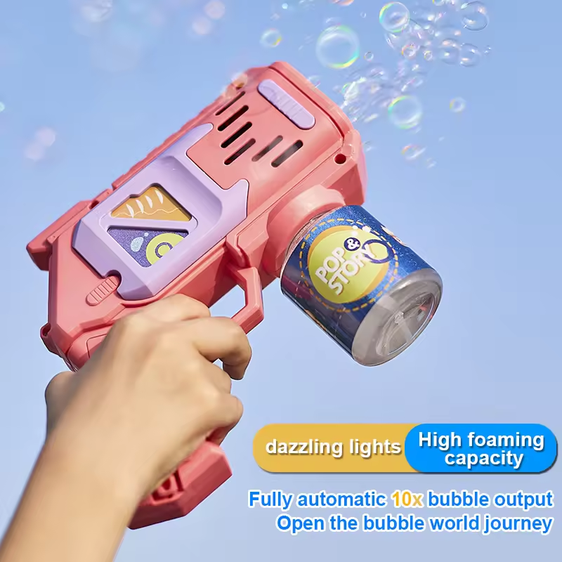 Outdoor Kids Toys Bubble Gun Machine With Light Toys Kids Bubble Gun For Kids And Adults Summer Camping Playing In Gartden