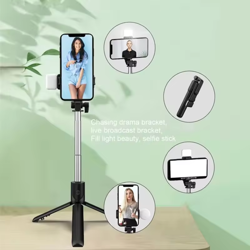 Mobile phone selfie stick selfie live Tripod Blue tooth Remote Wireless Selfi Stick Phone Holder Stand with Fill Light for Phone