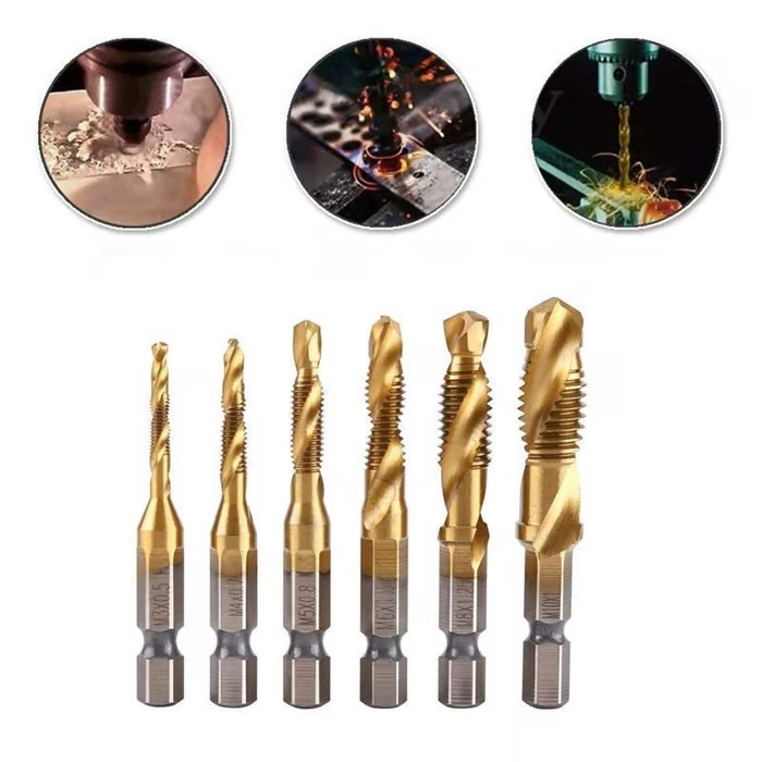 🔥Thread Tap Drill Bits Set（6PCS Excluding machines）