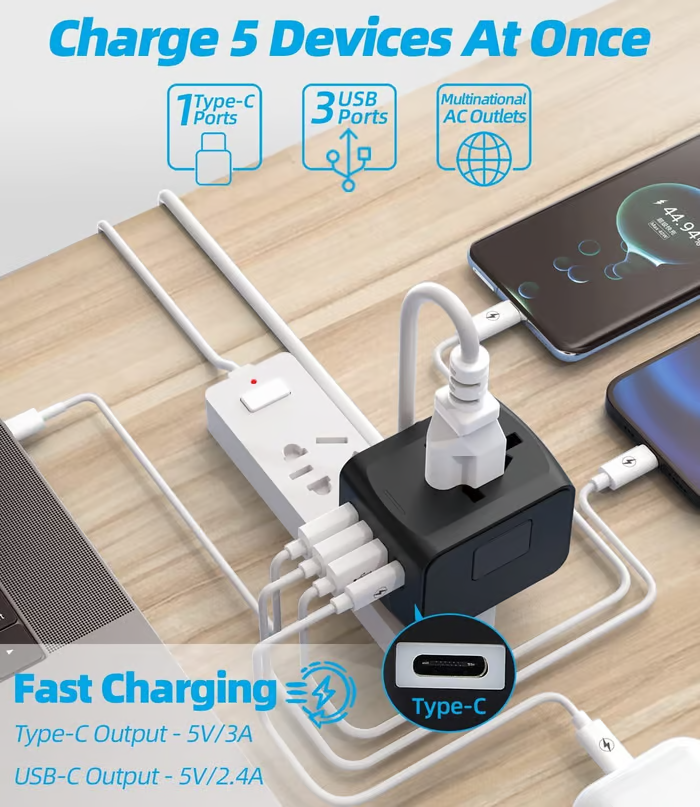 🔌 Multifunctional Travel Charger Converter 🌍