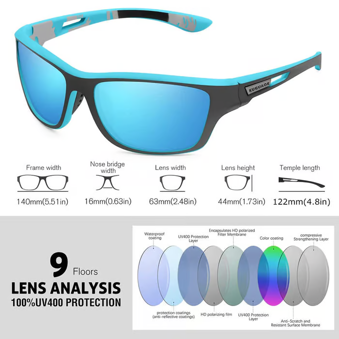 😎 Outdoor Sports Sunglasses with Anti-Glare Polarized Lens 🌞