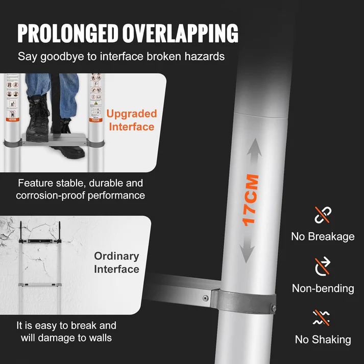 Telescoping Ladder - Max 10.5 FT (3.2meters) & 375 lbs (170 kg)