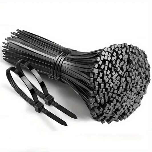 500pcs Black Nylon Zip Ties - Adjustable, Self-Locking