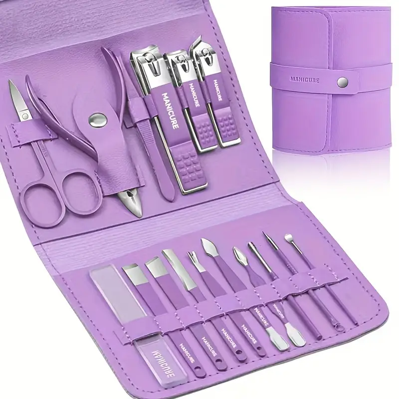 pedicure kit - Modern style nail clipper kit with straight edge nail file, ear pick, scissor