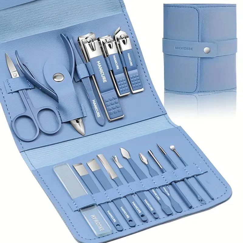 pedicure kit - Modern style nail clipper kit with straight edge nail file, ear pick, scissor