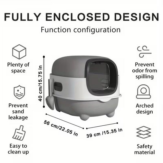 🐾 Large Fully Enclosed Cat Litter Box – Clean, Comfortable & Convenient! 😺