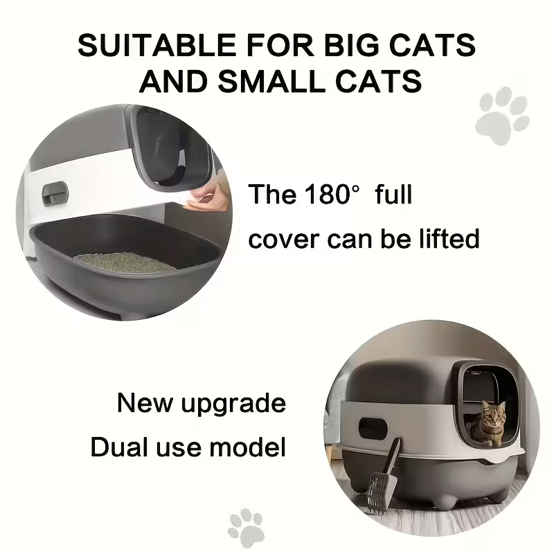 🐾 Large Fully Enclosed Cat Litter Box – Clean, Comfortable & Convenient! 😺