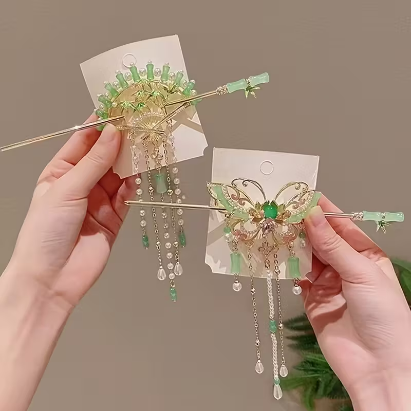 परम्परागत चिनियाँ महिला मथुरो बटरफ्लाइ हेयरपिन