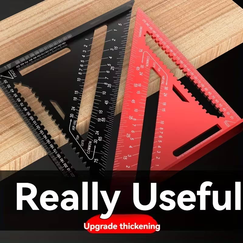 📏 १२-इन्च रातो एल्युमिनियम एलोय ट्रायङ्गल रूलर – प्रोफेशनल मापन र काठकामका लागि सटीक उपकरण! 🔧