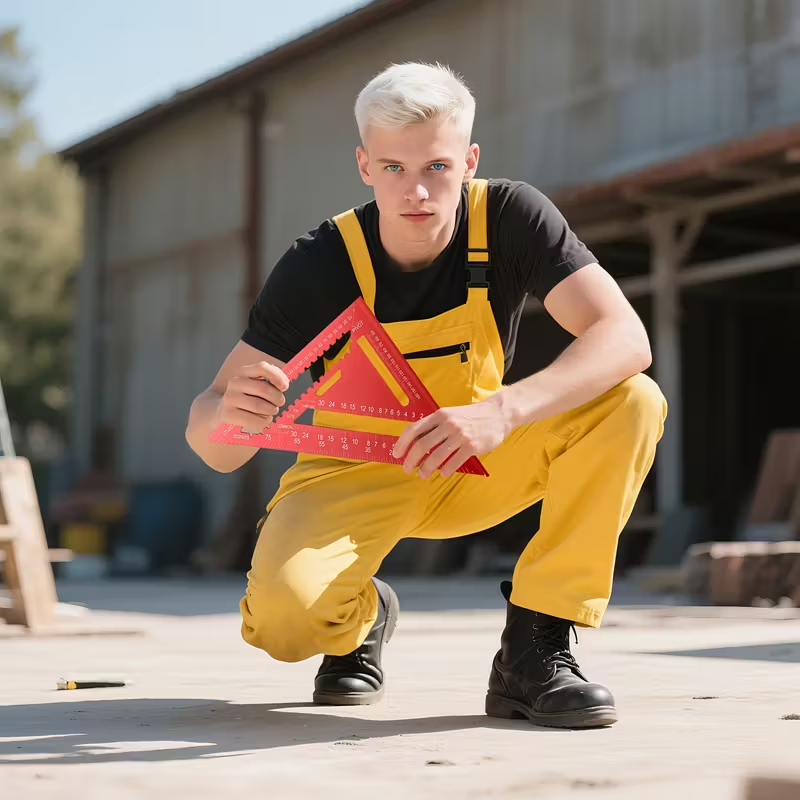 📏 १२-इन्च रातो एल्युमिनियम एलोय ट्रायङ्गल रूलर – प्रोफेशनल मापन र काठकामका लागि सटीक उपकरण! 🔧