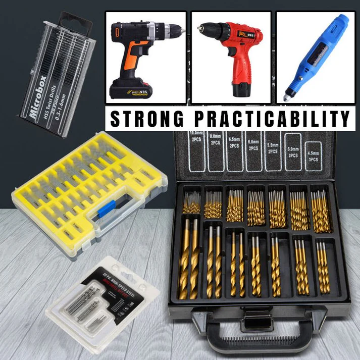 Titanium-plated high-speed steel drill bit set