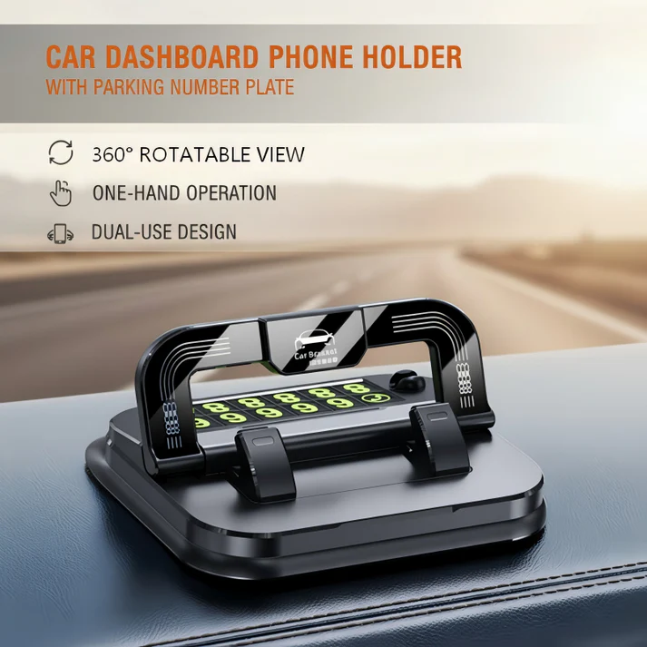 Car Dashboard Phone Holder with Parking Number