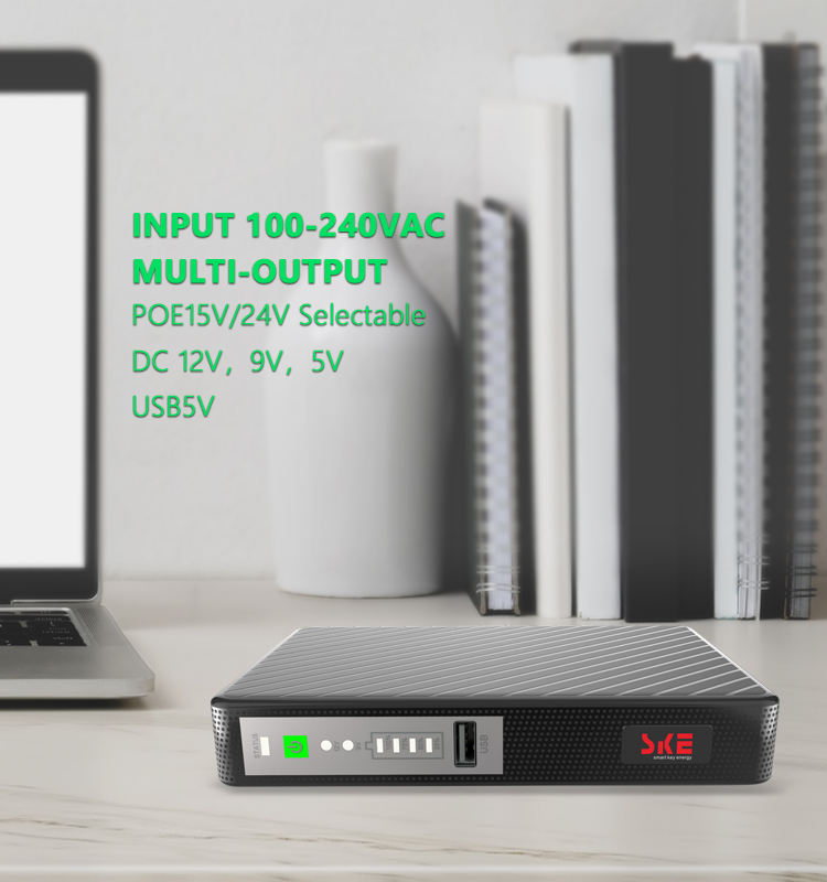 SKE DC UPS POE432N Lithium Battery UPS On-Line Type 8800mah 10000mah Mini UPS for WIFI Router
