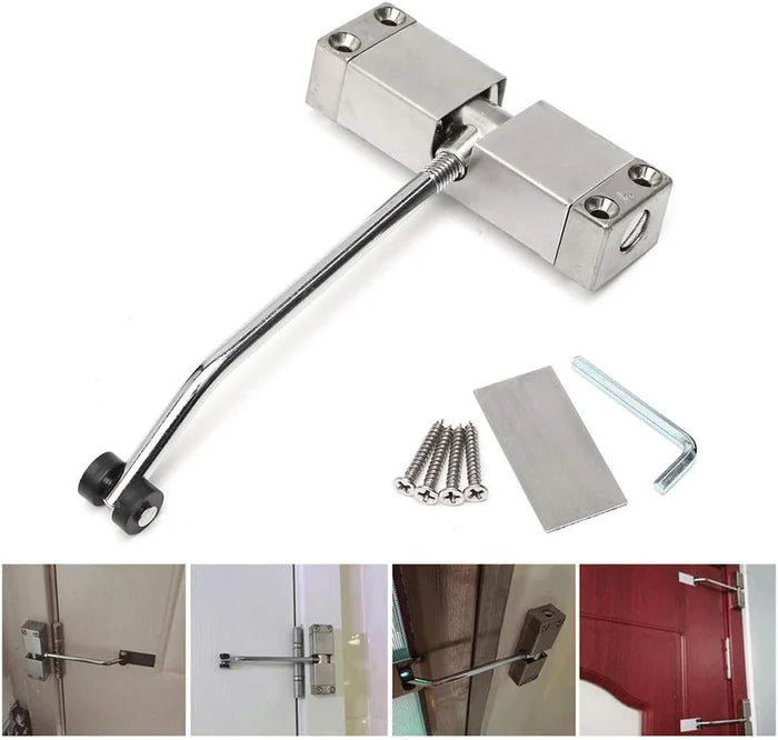 🚪 Silent Spring-Loaded Door Closer - Stainless Steel Adjustable Automatic Door Closer