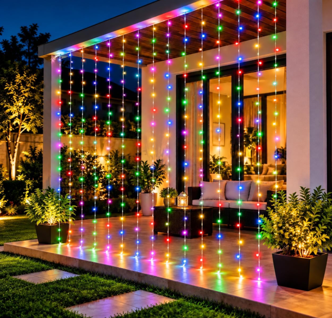 🌈✨ Multicolor LED Waterfall String Lights – Make Every Space Shine! 💡