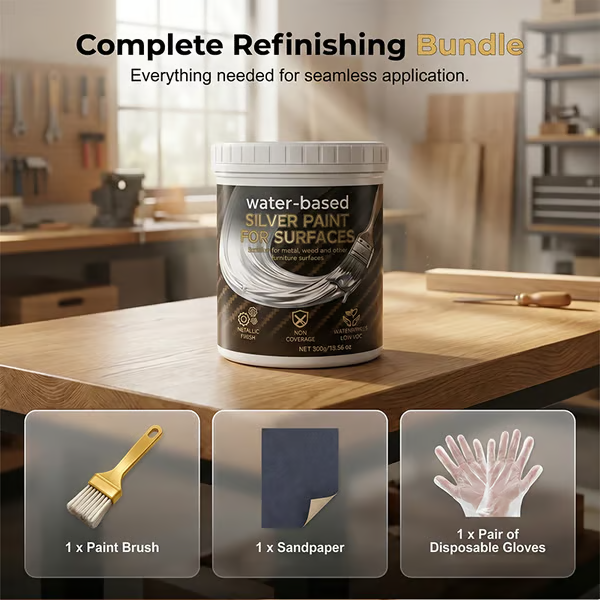 Water-Based Silver Paint for Metal & Wood-150g