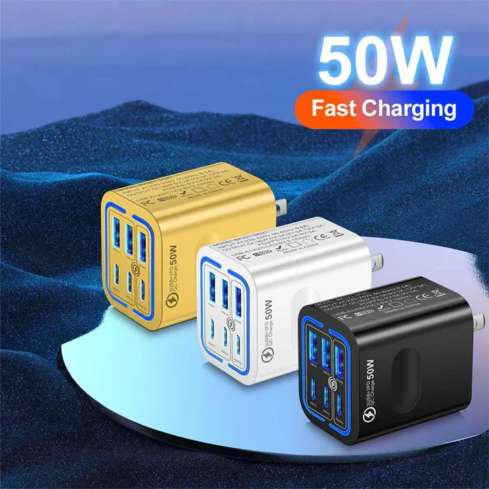 🎉 50W 6-Port USB C Wall Charger