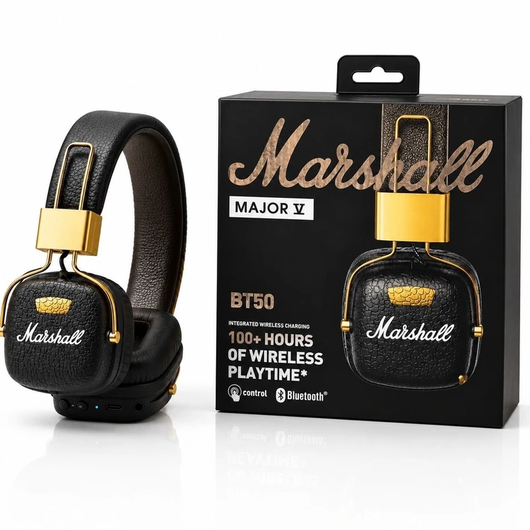 🎧🔥 Classic Retro Metal BT50 Wireless Headphones – Stylish Design, Powerful Sound! 🎶