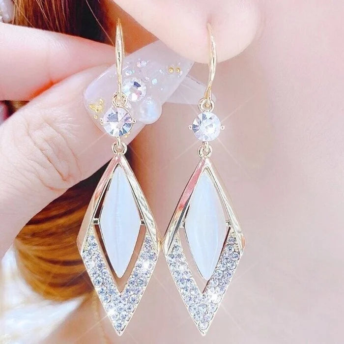 Fashion Rhombus Zircon Earrings